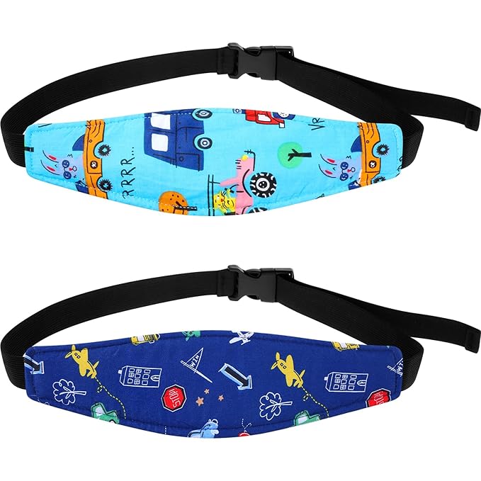 HESTYA 2 Pieces Baby Carseat Head Support Band Strap Headrest Stroller Seat Sleeping Headrest Neck Relief Head Strap Headband for Kids Children Toddler Infant(Transportation)