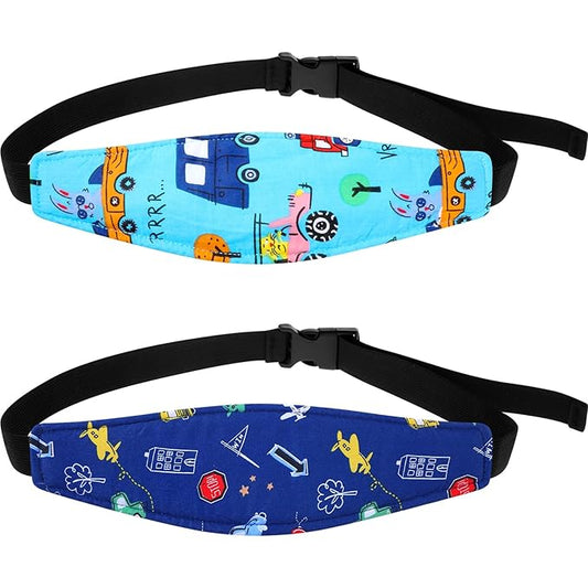 HESTYA 2 Pieces Baby Carseat Head Support Band Strap Headrest Stroller Seat Sleeping Headrest Neck Relief Head Strap Headband for Kids Children Toddler Infant(Transportation)