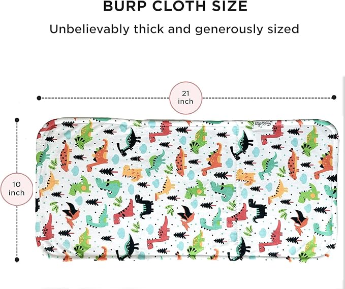 KiddyStar 5-Pack Organic Cotton Burp Cloths – Large, Ultra-Soft 3-Layer Towels for Burping, Shoulder & Hand Use, Highly Absorbent