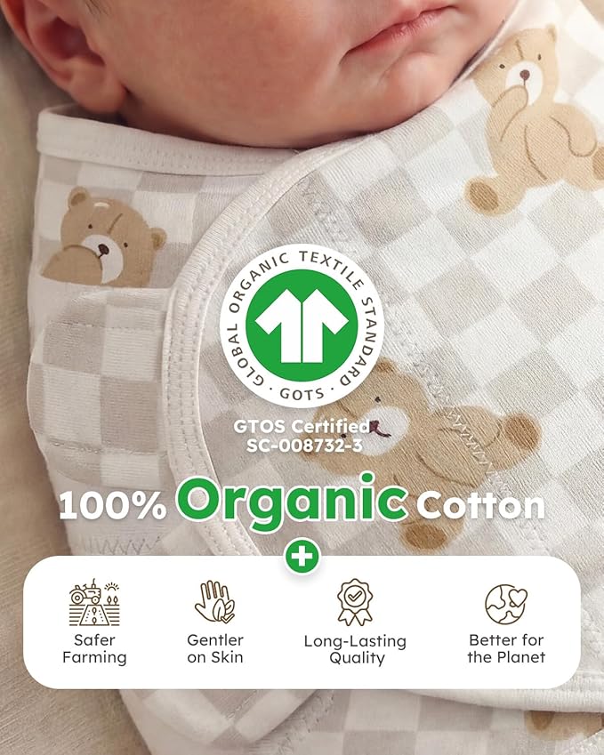 Yoofoss Baby Swaddles for Newborns 100% Organic Cotton, Adjustable Swaddle 0-3 Months 2 Zippers Newborn Swaddle Sack, Breathable Soft Durable