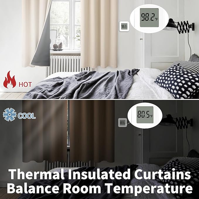 BGment Blackout Curtains 95 Inches Long 2 Panels Set for Living Room, Thermal Insulated 100% Light Blocking Curtains & Drapes, Grommet Soundproof Curtains for Bedroom Window, Each 52 Wide, Champagne
