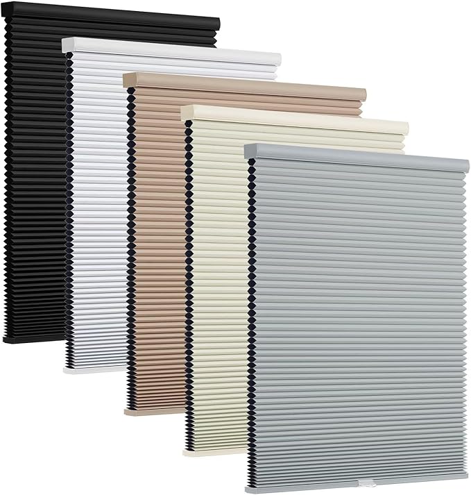 Changshade Cordless Cellular Shades, Blackout Honeycomb Shades for Windows, Pull Down Pleated Blinds, Easy to Install for Indoor Windows and French Doors,37" W x 72" H, Grey