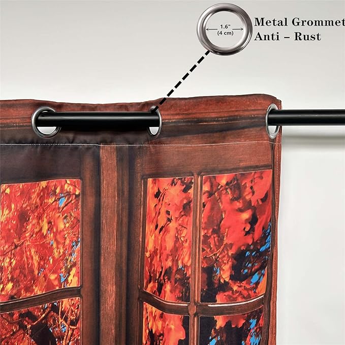Autumn Blackout Curtains W52 x L84 Inch Grommet Thermal Insulated Room Darkening Window Drapes Nature Fall Tree Landscape Scenery Print Pattern for Bedroom Living Room Cafe Closet 2 Panels