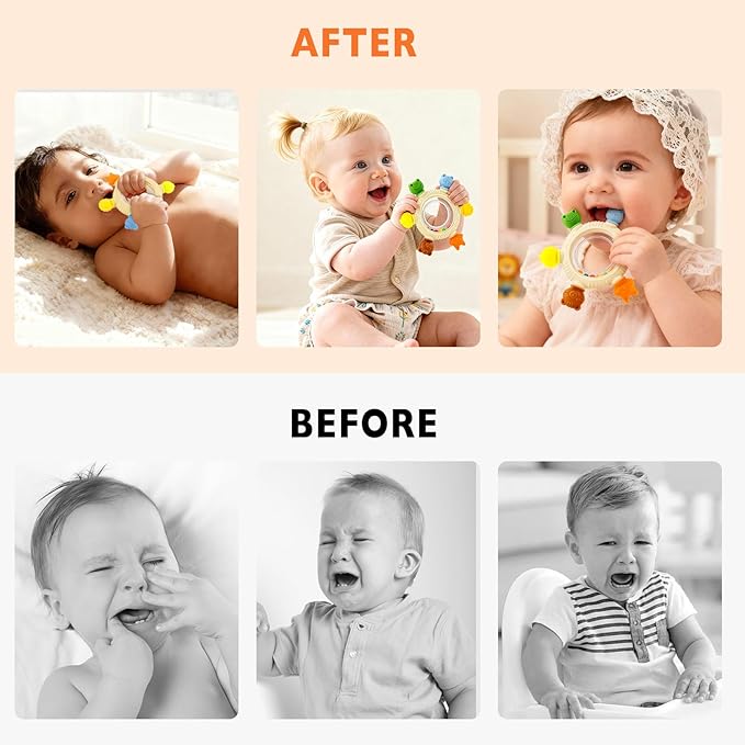 Baby Teething Toy for Babies 0-3-6-12,18 Months, BPA Free Silicone Baby Teething Ring for Teething Relief
