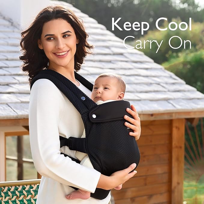 Momcozy Breathable Mesh Baby Carrier, Ergonomic and Lightweight Infant Carrier for 7-45lbs with Enhanced Lumbar Support, All Day Comfort for Hands-Free Parenting, Air Mesh-Black