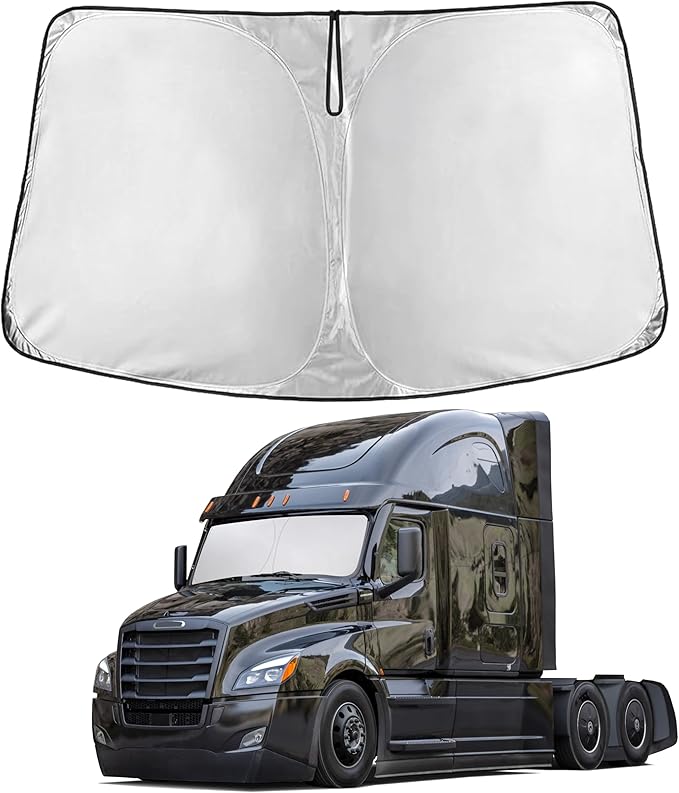 EcoNour Windshield Sun Shade for Freightliner Cascadia 2018-2025 | Truck Front Window Sunshade | Foldable Sun Protector | Blocks UV Rays & Reduces Cabin Heat