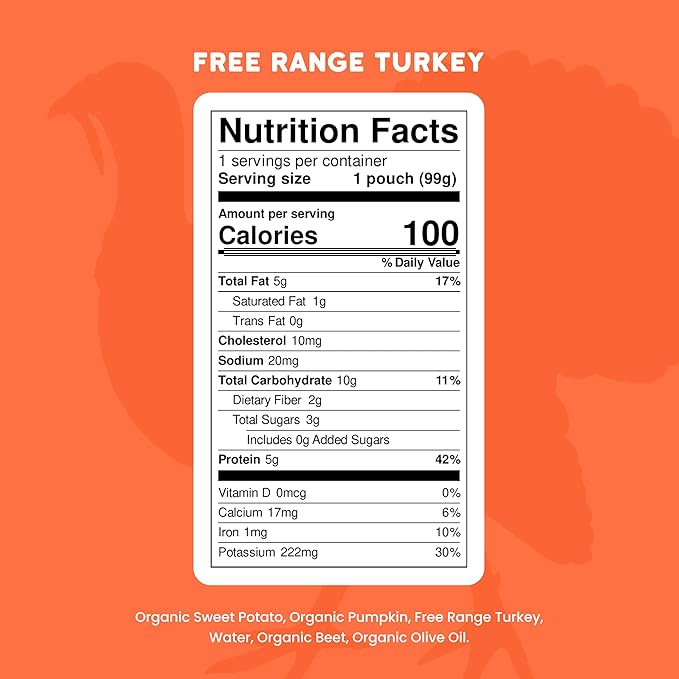 Serenity Kids 6+ Months Organic Turkey Baby Food Pouches - 5g Protein Pouch for Toddler Snacks - No Added Sugar Pumpkin Puree Toddler Meals - BPA-Free On-the-Go for Baby Essentials - 3.5 Oz, 6 Pack