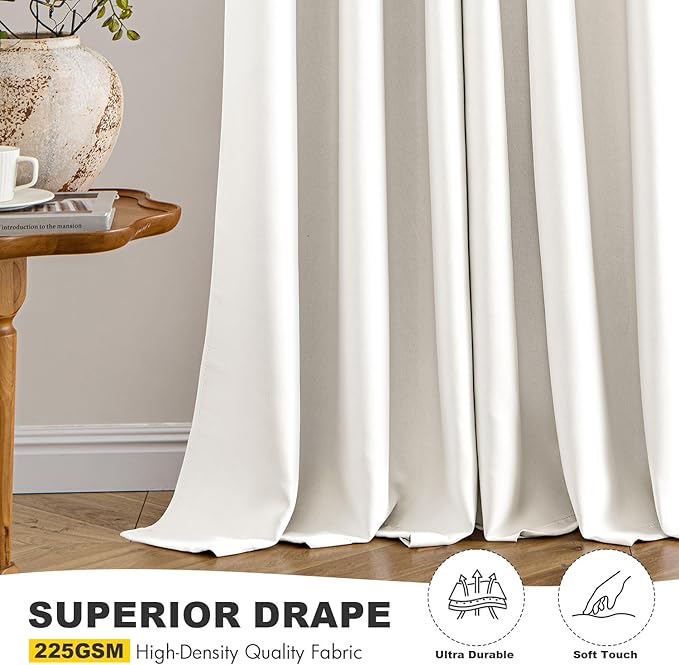 MIULEE Ivory Blackout Curtains - Bedroom Window Treatment Curtains Thermal Insulated Room Darkening Drapes for Living Room Kitchen Grommet Light Blocking Drapery, 40 x 45 Inches Long, 2 Panels