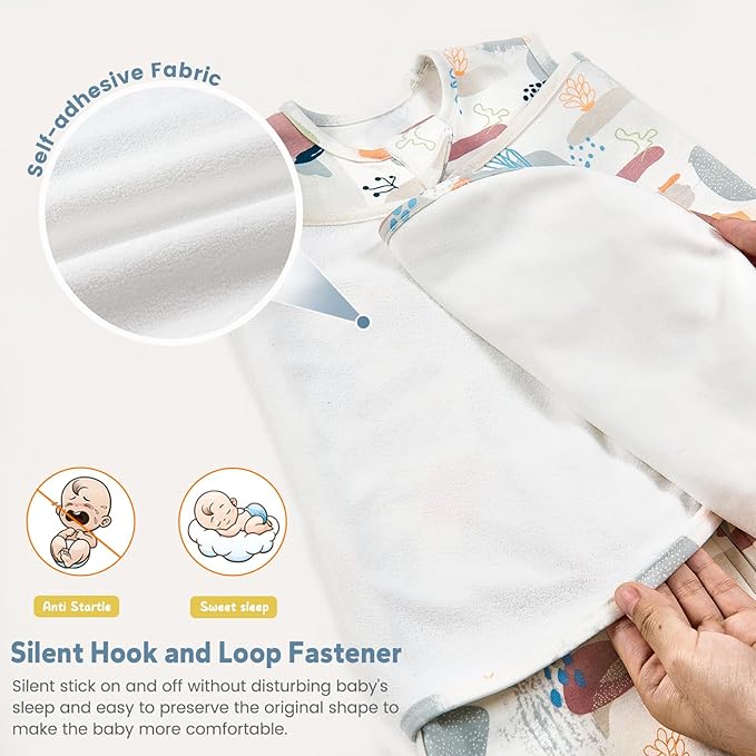 ZIGJOY Baby Swaddle Sleep Sack, 1.0 TOG Sleep Sack Swaddles for Newborns & infant 6-12 Months 100% Cotton Baby Wearable Blanket for Newborn Registry Essentials Blue&Stone Sea