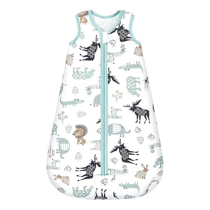 Mosebears Sleep Sack Baby Winter Wearable Blanket with 2-Way Zipper,2.5 TOG Cotton Sleep Sack Unisex (Deer, 12-18 Months)