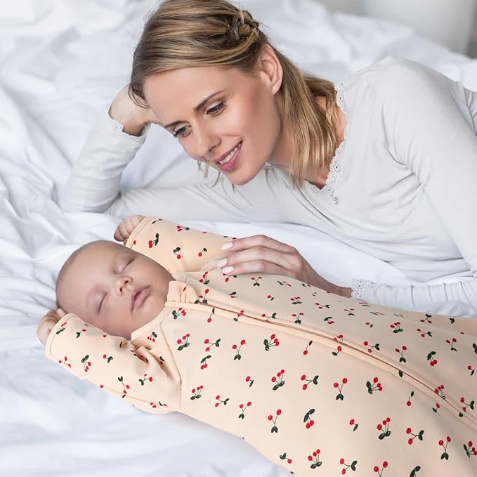 2 Pack Transitional Swaddle Sack with Arms Up Length Sleeves & Mitten Cuffs, Sleeping Sack Bag 2 Ways Zipper, Wearable Swaddling Blanket for Newborns Baby Snug Fit Calms Startle Reflex