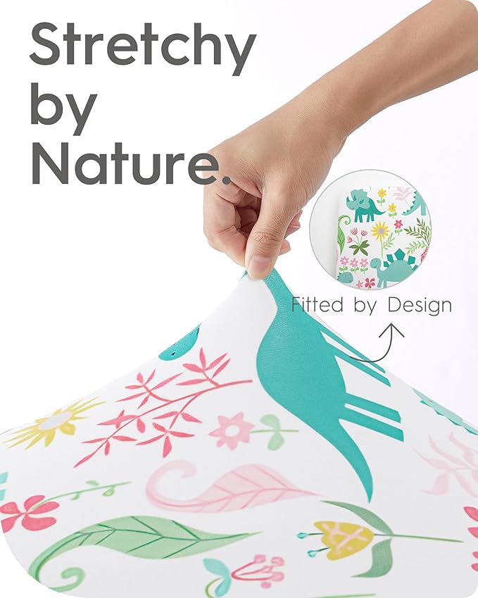 TotBasic Dinosaur Crib Sheets for Boys, Premium Soft Crib Mattress Fitted Sheet, Ultra Breathable Baby Sheets, Super Stretchy Baby Bed Sheets 28x52x9 Extra Deep Pocket, 2 Pack