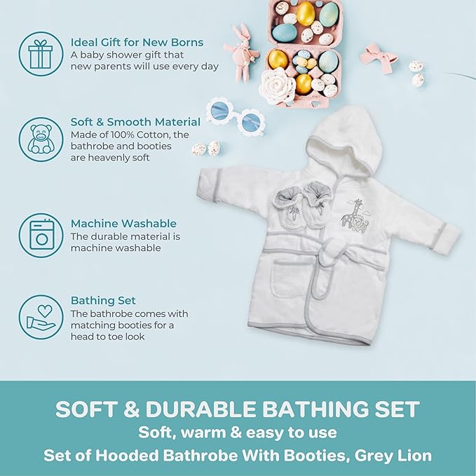 Spasilk 100% Cotton Hooded Terry Bathrobe with Booties Baby One Size Gifts — Shower