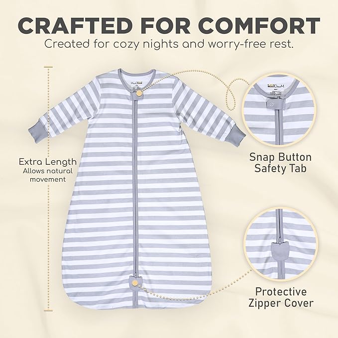 Mama Cheetah Baby Sleep Sack with Sleeves, 0.5 TOG Organic Cotton Wearable Blanket and Two-Way Zipper, Swaddle Transition Long Sleeve Sleeping Bag for Newborn Infant Toddler, 6-12 Months