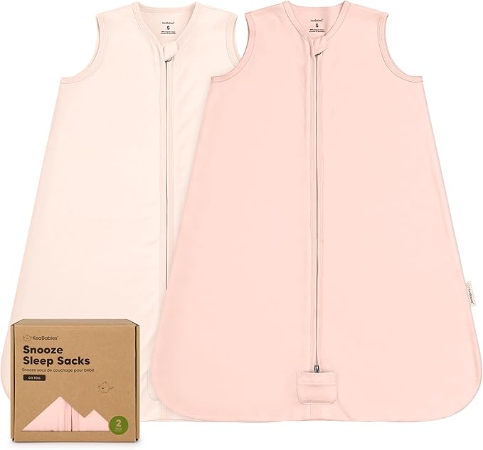 2-Pack Baby Sleep Sacks, Zipper Wearable Blanket - 0.5TOG Organic Cotton, Lightweight, Soft Cozy Infant Sleeping Sack 3-6 months, Easy to Wear Small Newborn Transition Swaddles Sleepsacks (Mist Rose)