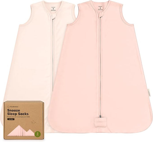 2-Pack Baby Sleep Sacks, Zipper Wearable Blanket - 0.5TOG Organic Cotton, Lightweight, Soft Cozy Infant Sleeping Sack 3-6 months, Easy to Wear Small Newborn Transition Swaddles Sleepsacks (Mist Rose)