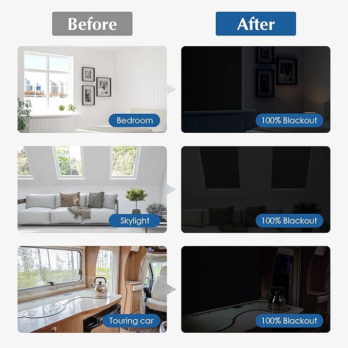 Blackout Window Cover, Portable Window Blinds,Travel DIY Window Blackout Curtains for Bedroom,Baby Nursery,Dorm Room and Media Room (Black 118"x57")