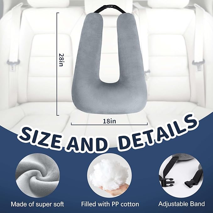 Car Pillow for Kids, Car Pillow, Travel Pillow Cushion for Car and Adults, Support Head and Neck on Road Trips, Green