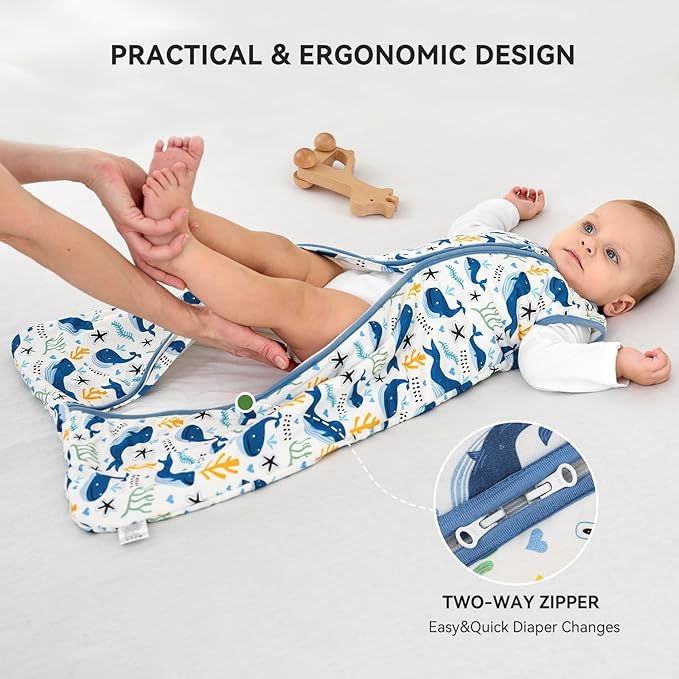 FILLEEP Baby Sleep Sack 0-6 Months Rayon Made From Bamboo 1.0 Tog Soft Wearable Blanket Baby Sleeping Bag for Infant Newborn 2-Way Zipper Toddler Sleep Sacks