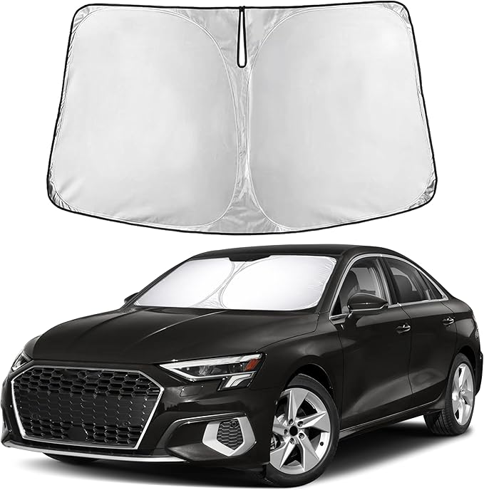 EcoNour Windshield Sunshade for Audi A3 2022–2025 | Custom Fit Front Window Sun Shade | Blocks Harmful UV Rays & Reduces Heat | Foldable Sun Visor with Storage Pouch