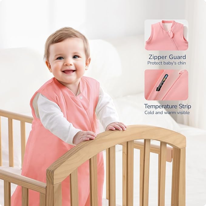 usbettas 1.0 Tog 2.5 Tog Baby Sleep Sack, 100% Cotton Baby Sleeping Bag 3-24M, 2-Way Zipper Baby Wearable Blanket