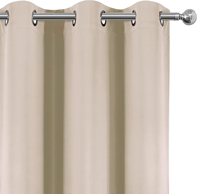 LEMOMO Blackout Curtains Light Beige Curtains 42 x 63 Inch 2 Panels Darkening Thermal Insulated Bedroom Curtains