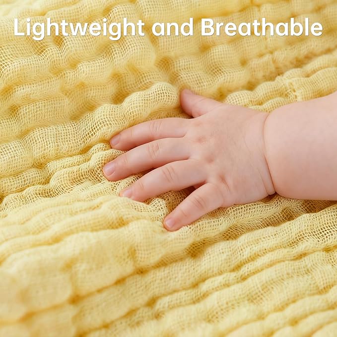Bear Rocket Organic Muslin Baby Washcloths 6 Pack Baby Bath Face Towel 12x12 Inch Extra Absorbent and Soft Burp Cloth and Wash Cloths for Newborn-Infants On Sensitive Skin (White Green Yellow)