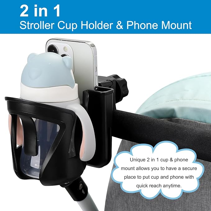 Accmor 2-in-1 Walker Cup Holder with Phone Holder, Wheelchair Cup Holder, Rollator Cup Holder, Cup Phone Holder for Walker, Wheelchair, Rollator, Mobility Scooter