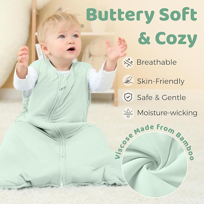 Freejoy Viscose From Bamboo Baby Sleep Sack, 1.5 TOG Infant Toddler Wearable, Buttery Soft Sleeping Bags