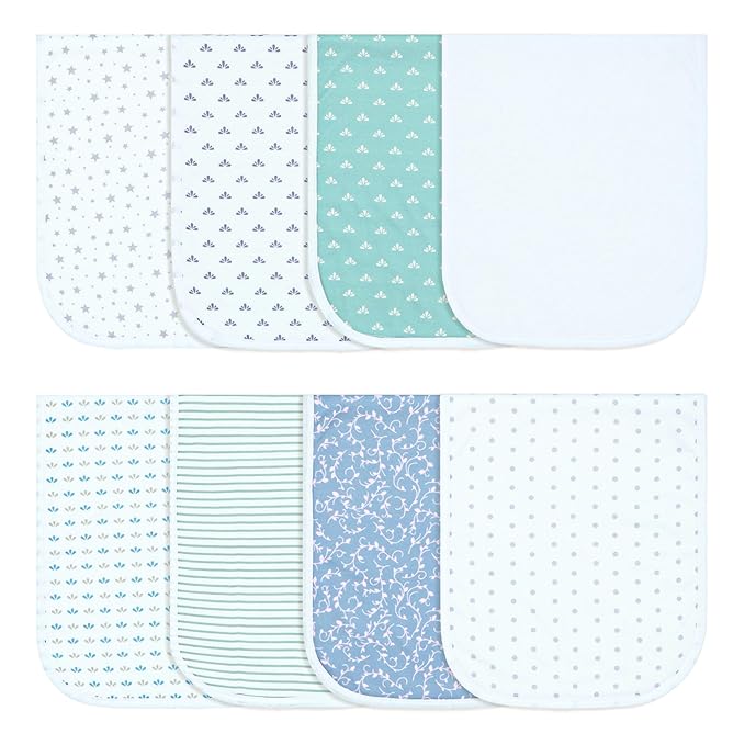 Hakochia Burp Cloths for Baby Boy & Girl Organic Cotton Large Unisex Burp Clothes Extra Absorbent Soft Neutral Burping Rags Spit Up Cloth Sets for Newborns 8 Pack
