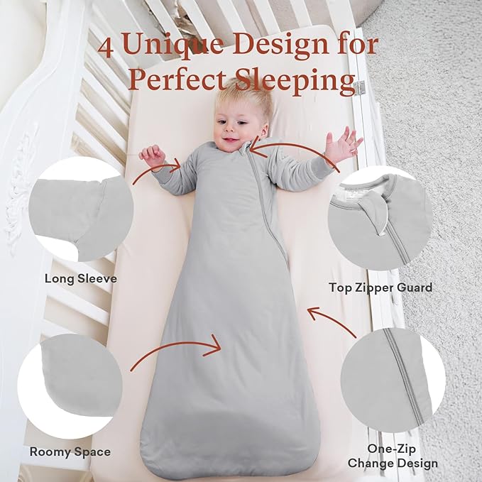 littogoose Baby Sleep Sack 1.0 TOG, Long Sleeve Wearable Blanket Soft Infants Sleeping Sack Boy Girl for 3-6 Months 2T-4T