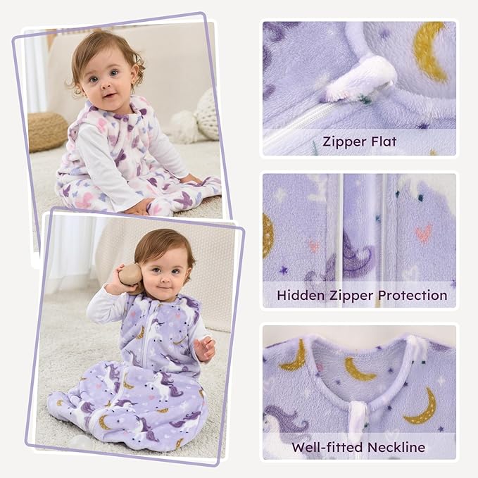 Yoofoss Baby Sleep Sack 12-18 Months, 1.5 Tog Sleep Sack, Fleece Baby Wearable Blanket with 2-Way Zipper, Toddler Sleeping Sack, Soft Warm Lightweight(Small)