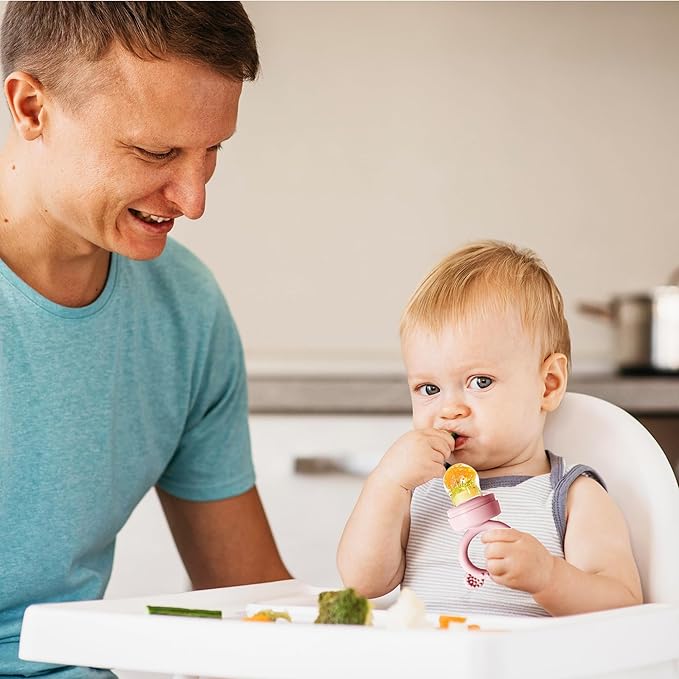 BigSpinach Silicone Baby Food Freezer Tray with Teething Popsicle Molds - Baby Fruit Feeder and Breastmilk Teether Combo