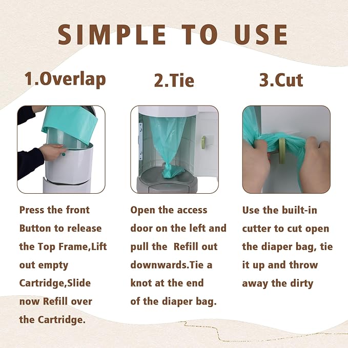 Sloyar Refills Compatible with DEKOR PLUS Diaper Pails/5 Pack/Versatile and Functional/Suitable for Seniors and Infants/Baby Powder Fragrance/Holds up to 2750 Diapers