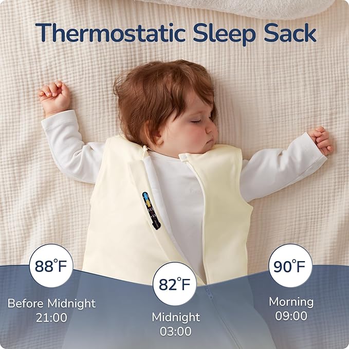 usbettas 1.0 Tog 2.5 Tog Baby Sleep Sack, 100% Cotton Baby Sleeping Bag 3-24M, 2-Way Zipper Baby Wearable Blanket