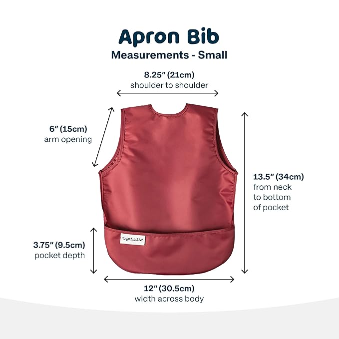 Tiny Twinkle Mess Proof Baby Bibs | 2 Pack Waterproof Toddler Bib for Eating | Baby Apron for Feeding, Machine Washable, Perfect Shower Gift (Rose Burgundy, 6–24M)