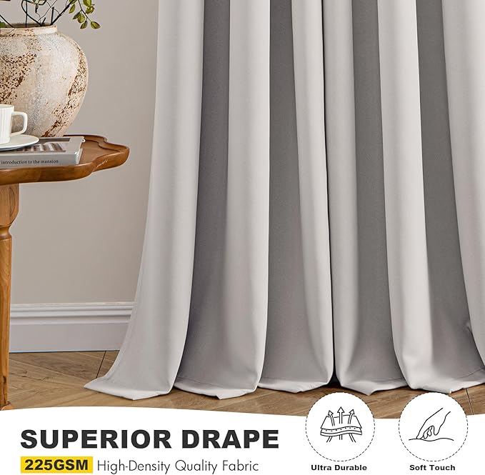 MIULEE Stone Blackout Curtains for Bedroom Living Room 72 Inches Long 2 Panels, Thermal Insulated Room Darkening Drapes Solid Grommet Noise Reduction Light Blocking Window Treatments 40x72 inch