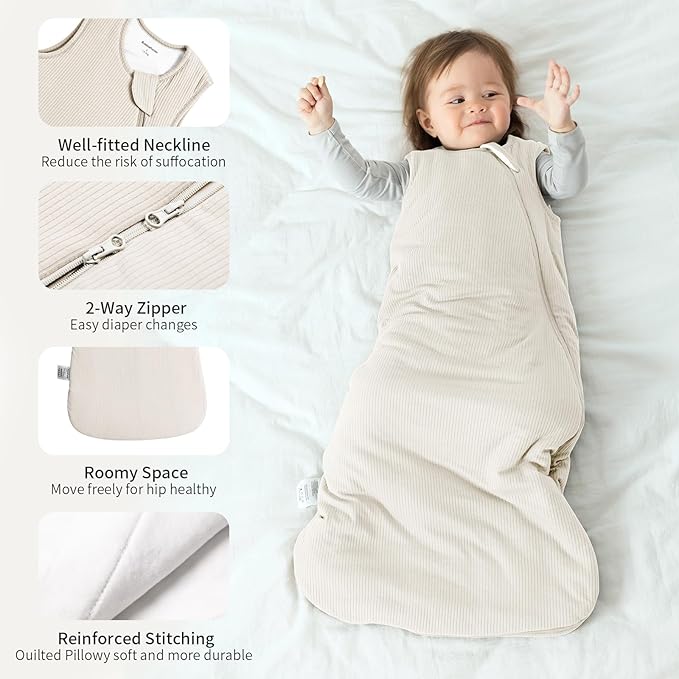 BubblePanda Rayon Made from Bamboo Sleep Sack 12-18 Months Supersoft Toddler Sleep Sack 1.0 Tog Breathable Baby Wearable Blanket with 2-Way Zipper Unisex Sleeping Bag for Babies