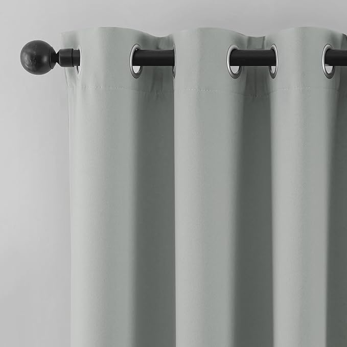 Beauoop Grey 100% Blackout Curtains 84 Inch Long 2 Panels for Bedroom Living Room Solid Room Darkening Thermal Insulated Soundproof Energy Saving Grommet Top Window Treatment Drapes,52x84 2 Set