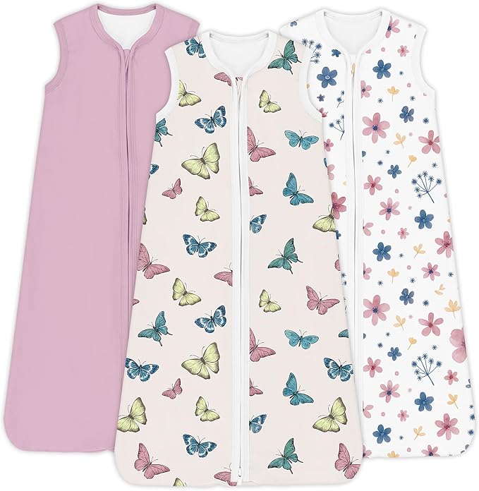 TOTCHILL Baby Sleep Sack 0.5 TOG, Lightweight Breathable Wearable Blanket with Zipper, 0-3-6-12-24M-4T, 3-Pack