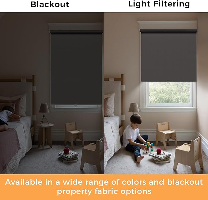 Cordless Roller Shades Blackout Blinds for Windows Room Darkening Rolled Up Shades with Spring System, UV Protection Window Shades Door Blinds for Home and Office (Grey, 30" W x 72" H)