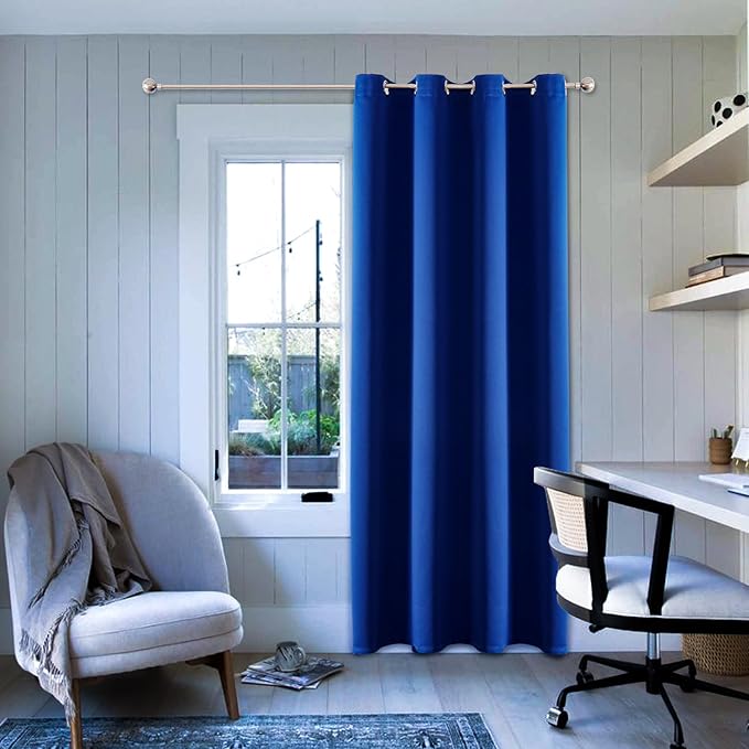 ChrisDowa Blackout Curtains 108 Inches Long for Living Room, Grommet Thermal Insulated Room Darkening Curtains for Bedroom (1 Panel Set, Royal Blue, 52W x 108L)