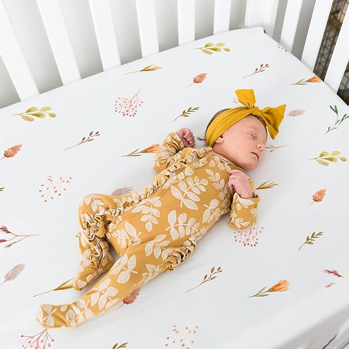 GRSSDER Ultra Soft Jersey Knit Fitted Crib Sheets 2 Pack, Universal Fit Crib Mattress Pads Snug and Safe, Breathable Crib Mattress Sheet for Baby Girls, Pretty Watercolor Pink Rose Flora