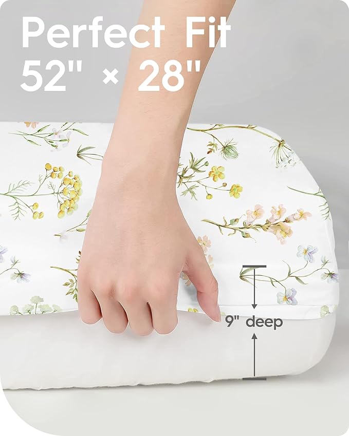TotBasic Crib Sheets for Boy Girl, Premium Soft Butterfly Crib Mattress Fitted Sheet, Ultra Breathable Baby Sheets, Super Stretchy Baby Bed Sheets 28''x52''x9'' Extra Deep Pocket, 2 Pack