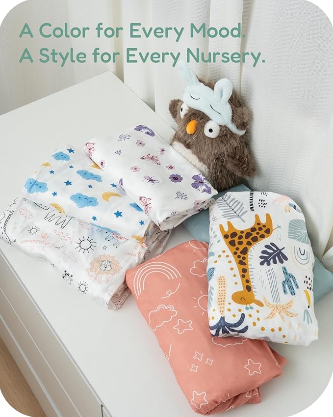 Pack and Play Sheets Fitted, Mini Crib Sheets 2-Pack for Pack N Play Mattress, Stretchy Playard Sheet, Soft and Breathable
