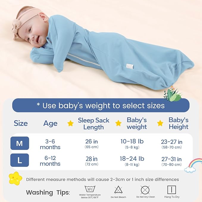 ZIGJOY Baby Transitional Swaddles for Newborns: 0.5 Tog Arms Up Sleep Sack 3-6-12 Months Soft Cotton Shark Fin 2 Way Zipper