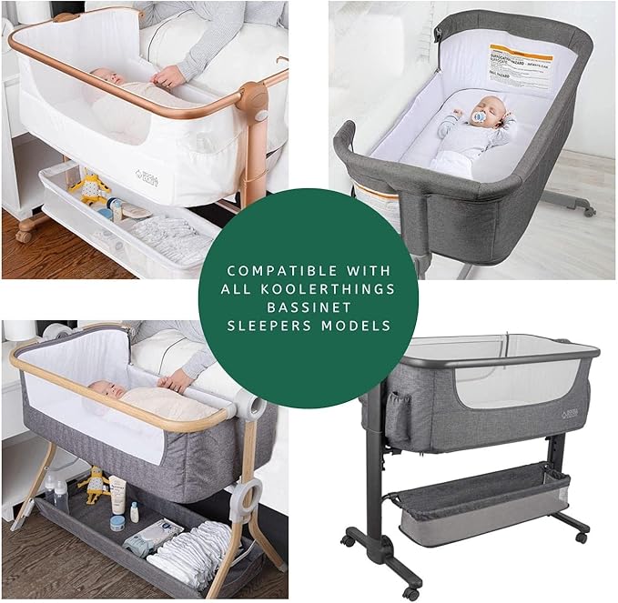 Bassinet Sheets for Angelbliss, Koolerthings, Chicco LullaGo, BCOL, Semphis Bassinet Bedside Sleeper by TansyPanda, 3PC, 33x20, Ultra Soft, Breathable, Snug Fit, Unisex Boys Girls, Gray (Ocean Fish)