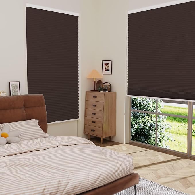 MYshade Cordless Blackout Cellular Shades for Windows, Honeycomb Window Shades with Thermal Insulation, Child & Pet Safe Room Darkening Shade, Easy Install,33" W x 72" H, Taupe