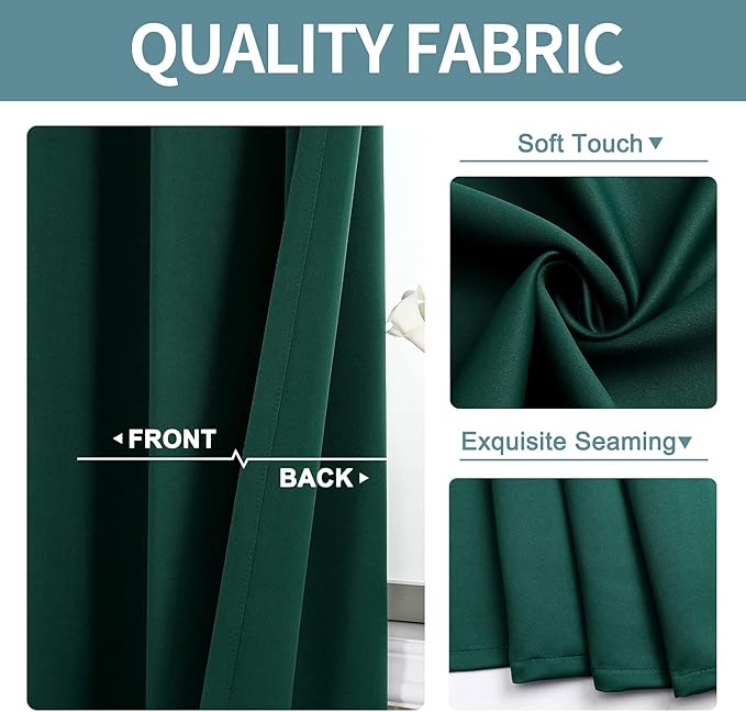 ChrisDowa Blackout Curtains 78 inches Long for Bedroom - Grommet Thermal Insulated Room Darkening Curtains for Living Room (1 Panel, Forest Green, 42 x 78 Inch)