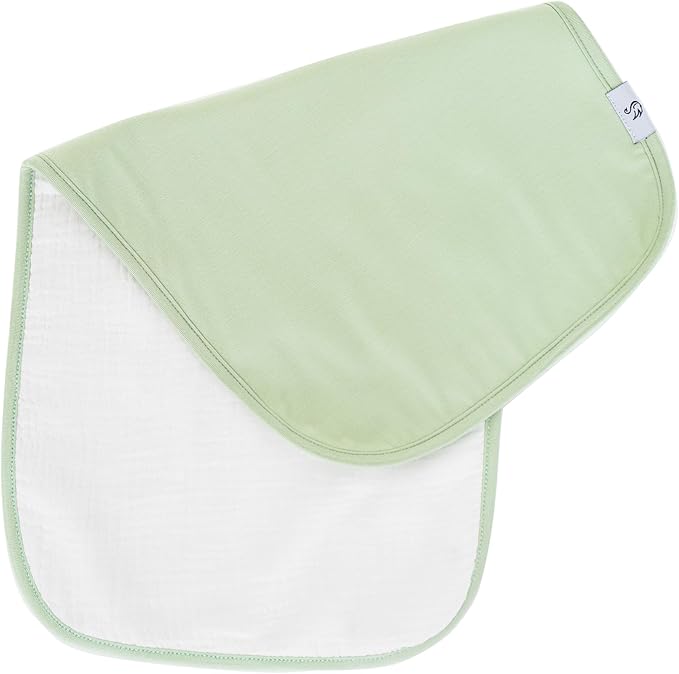 SWaddle AN Premium Baby Burp Cloths, Extra Soft Spit Up Rags with 3 Absorbent Layers, 21" x 10" Size, Sage Green